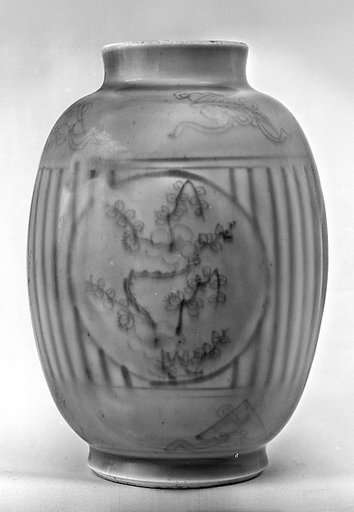 Jar with plum trees