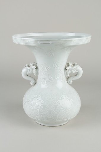 Vase with Lion-Shaped Handles and Cranes amid Clouds