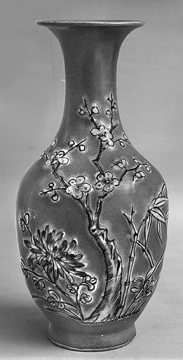 Vase with chrysanthemum, bamboo, and plum tree