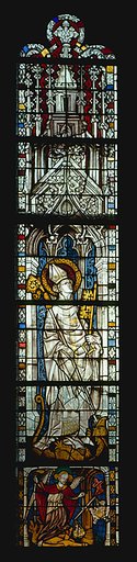 Saint Servatius Crushing a Dragon, with Saint Michael Weighing Souls below (from a series with The Virgin Mary and Five Standing Saints)