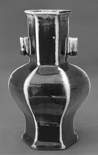 Hexagonal vase with tubular handles