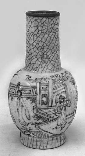 Vase with figures in a garden