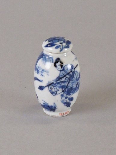 Miniature covered jar with female riders