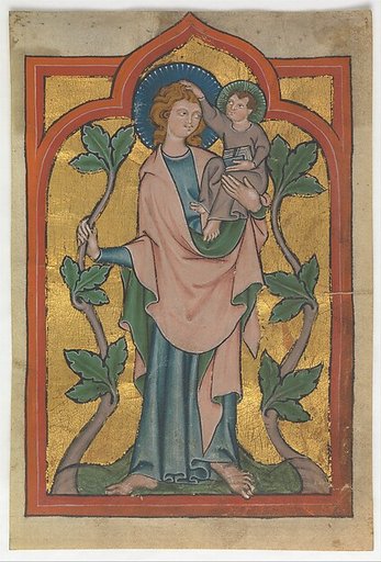 Manuscript Leaf with Saint Christopher Bearing Christ