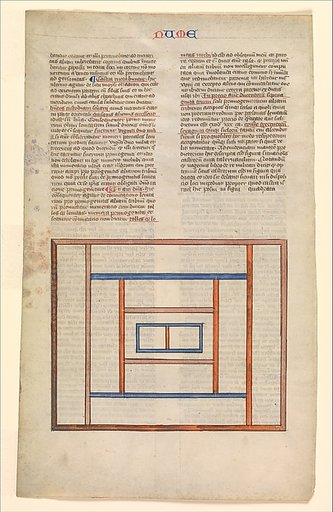 Arrangement of the Levite Camps around the Tabernacle, one of six illustrated leaves from the Postilla Litteralis (Literal Commentary) of Nicholas of Lyra
