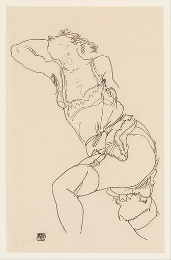 Reclining Model in Chemise and Stockings
