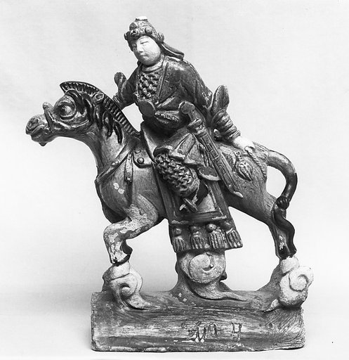 Roof tile with a mounted warrior