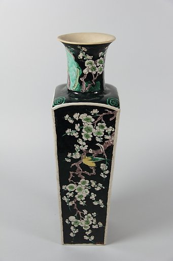 Square vase with birds and flowers