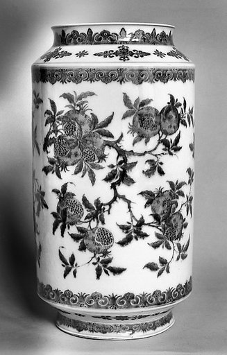 Vase with peaches, pomegranates, and Buddha's hand citrus