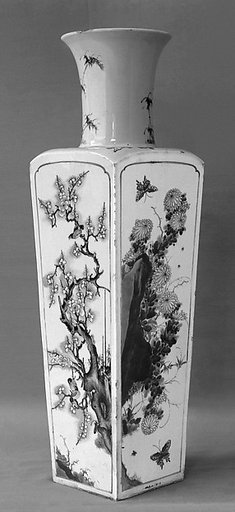 Square vase with flowers of four seasons