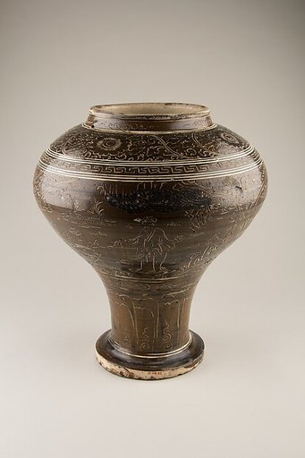 Jar with scholars and crane