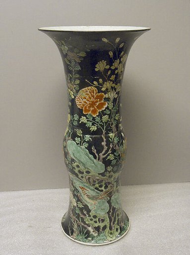 Vase with birds and flowers