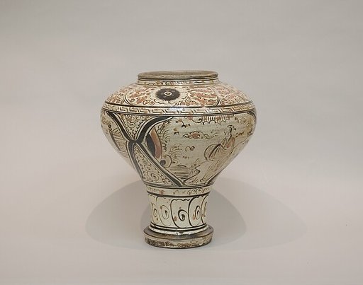 Jar with human figures and crane