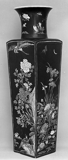 Square vase with birds and flowers
