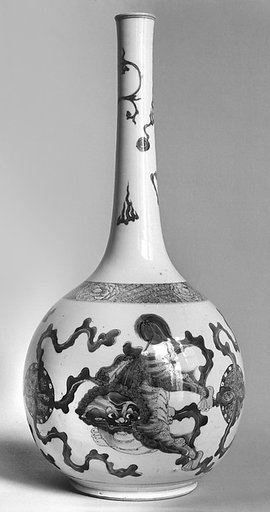 Long neck bottle with lions