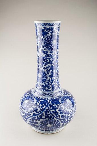 Bottle vase with floral scrolls