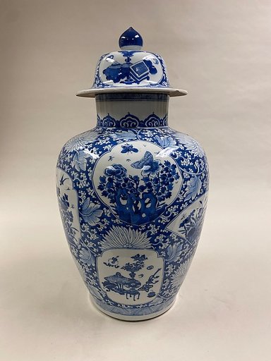 Covered jar with flowers