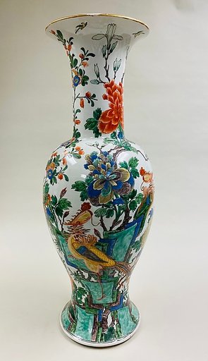 Vase with birds and flowers