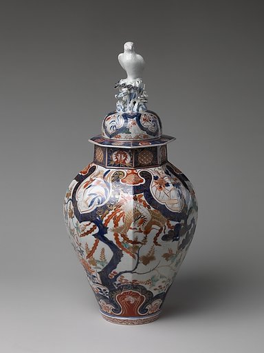 Large Baluster Jar with Phoenix and Figure of Hawk on Lid
