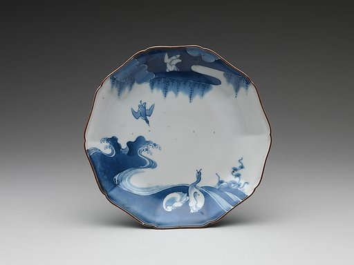 Plate with Geese and Waves