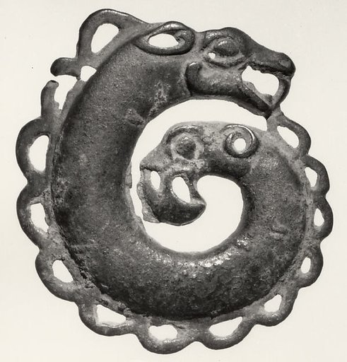 Plaque in the Shape of a Coiled, Two-Headed Animal
