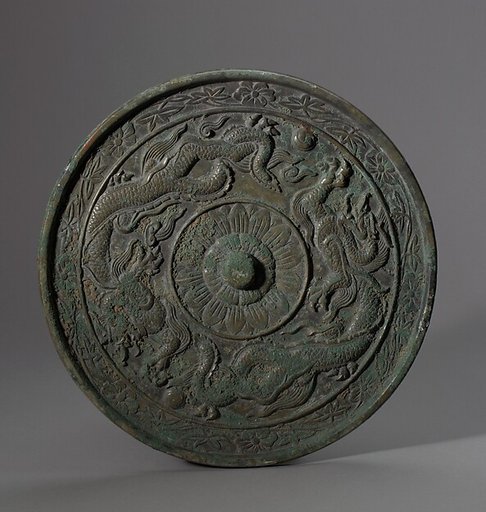 Mirror decorated with dragons
