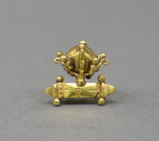 Pair of Ear Clips with Gold Bead in Prong Mount