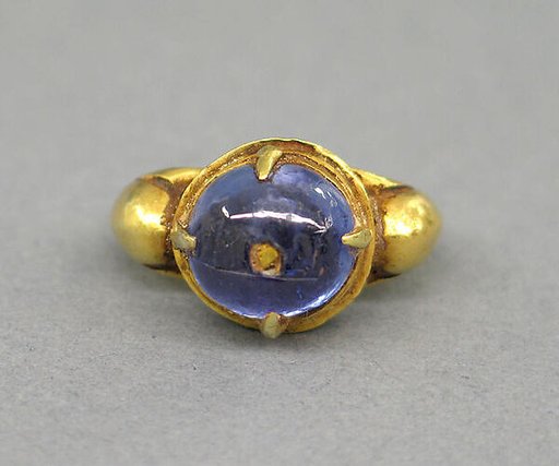 Ring with Blue Glass in Plain Setting