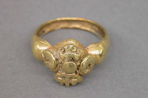 Ring with Stylized Ram's Head on Bezel