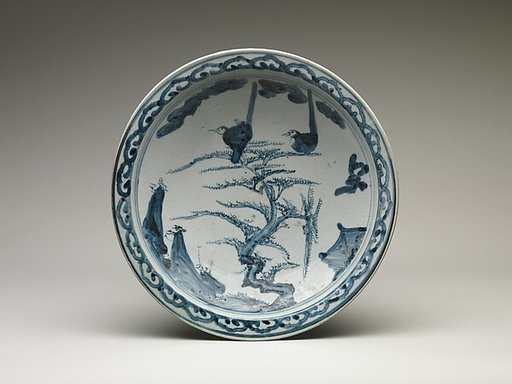 Large Dish (Ōzara) with Birds on a Tree