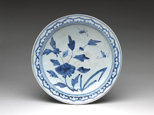 Large Dish (Ōzara) with Peony, Butterfly, and Insects
