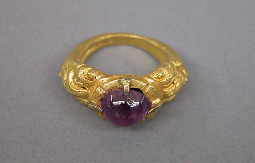 Ring with Inset Purple Oval-shaped Stone