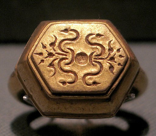 Ring with Hexagonal Bezel with Sri Inscription