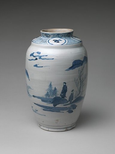 Jar (Tsubo) with Landscape and Figures