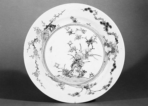 Plate with Flower and Bird Decor