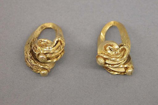 Pair of Ear Ornaments with Foliate Designs