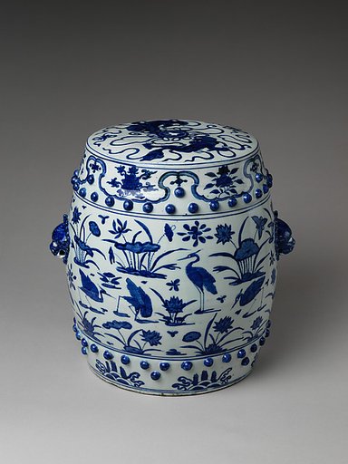 Garden seat with scene of a lotus pond