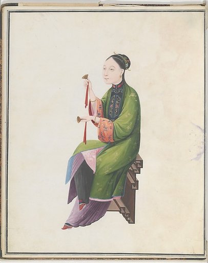 Watercolor of musician playing bo