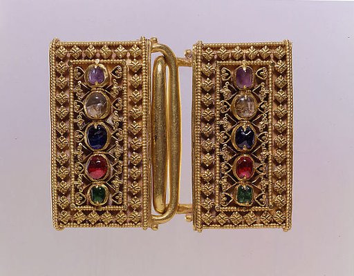 Two-Part Buckle with Inlaid Stones