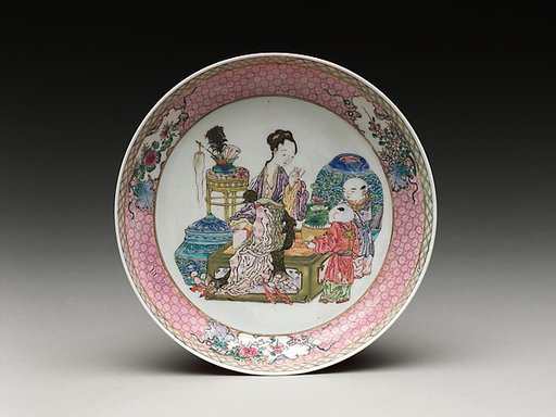 Dish with scene of a woman and children