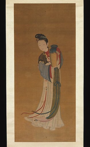 Girl Bringing Jar of Wine