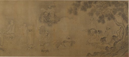 Buddhist luohans crossing the sea to the palace of the dragon king