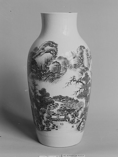 Vase with Village Scene