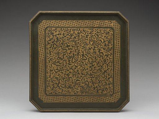 Tray with design of peony scrolls