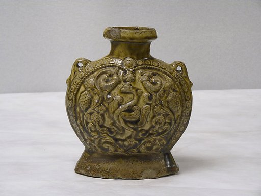 Flask with molded decoration