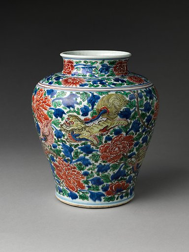 Jar with Mythical Qilin amidst Tree Peonies