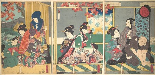 Banquet of the Next Full Moon at the Chrysanthemum Festival, from the series The Twelve Months (Chōyō nochi no tsuki no en, Jūni tsuki no uchi)