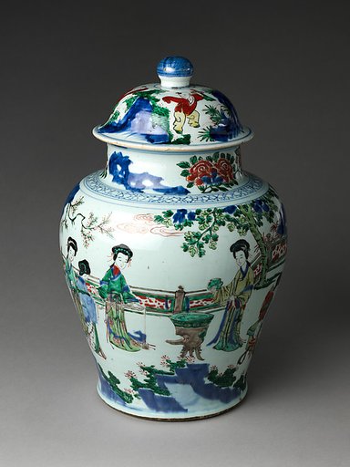 Jar with women at leisure