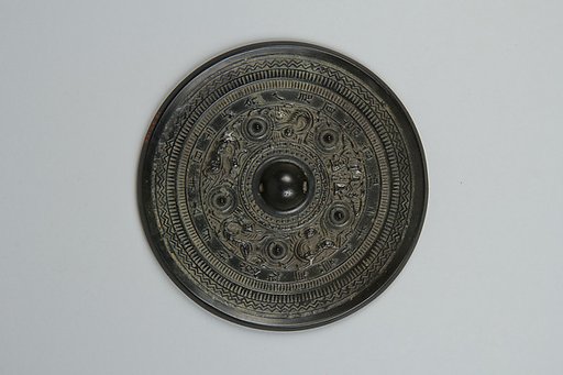 Mirror with deities and mythical creatures