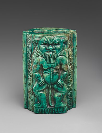 Cosmetic container decorated with a pair of Bes-images